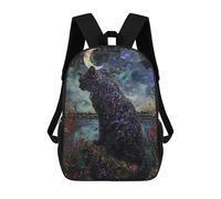 sinyumoney Moonlight Gemstone Cat Mochila Con Bolsillo Mochilas Impresas En 3D, Mochilas De Viaje, Mochilas Para Libros, Mochila Escolar Para Niños 17inch