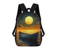 sinyumoney Moonlit Boat Journey - Naïf Dreamy Night Art Mochila Escolar Infantil Impresa En 3D Para Niños, Mochilas De Viaje, Bolsas Para Libros Para Niños Estudiantes De Primaria 17inch