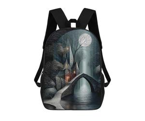 sinyumoney Moonlit Bridge to The Hidden Keep Mochila Escolar Infantil Impresa En 3D Para Niños, Mochila De Viaje De Alta Capacidad, Bolsas Para Libros, Mochila Escolar Infantil 17inch