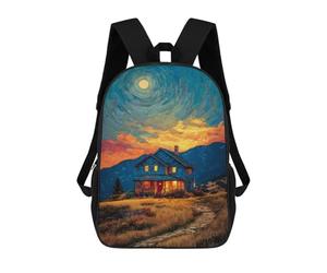 sinyumoney Moonlit Cabin in Mountains Mochila Escolar, Bolso Resistente Para Portátil, Ideal Para Acampar, Aventuras Al Aire Libre Y Viajes Diarios 17inch