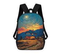 sinyumoney Moonlit Cabin in Mountains Mochila Escolar Infantil Impresa En 3D 17inch Mochilas De Moda Para Niños De Primaria Y Secundaria