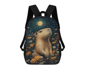 sinyumoney Moonlit Capybara Garden Mochila Escolar Resistente Al Agua Para Ordenador Portátil Para La Escuela/trabajo/viajes 17inch