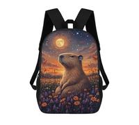 sinyumoney Moonlit Capybara Meadow Mochilas De 17 Pulgadas Para Niños, Mochilas Escolares Impresas En 3D Para Estudiantes De Primaria Y Secundaria, Para Niños Y Niñas.