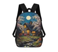 sinyumoney Moonlit Cottage Garden Mochilas Para Niños 17inch Mochila Escolar Mochila Escolar Impresa En 3D Para Niños De Primaria Y Secundaria