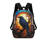 sinyumoney Moonlit Crow Stained Glass Mochila Infantil Escolar Para Niños Con Estampado 3D De Dibujos Animados, Mochila Escolar Para Estudiantes, Mochila Para Portátil Para Niños Y Niñas 17inch