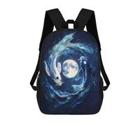 sinyumoney Moonlit Dance of The Koi Mochila Infantil, Mochila Escolar Infantil, Mochilas Escolares Impresas En 3D Para Niños Y Estudiantes Adolescentes 17inch