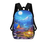 sinyumoney Moonlit Forest Campsite Mochila Escolar Infantil De 17 Pulgadas Con Estampado 3D De Películas De Anime Para Niños, Mochila De Viaje, Mochila Escolar Infantil