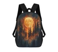 sinyumoney Moonlit Forest Night Scene Mochila Escolar Infantil De 17 Pulgadas, Impresa En 3D, Estilo Casual, Para Niños, Ideal Para Viajes, Como Mochila Escolar O Para Llevar Libros.