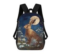 sinyumoney Moonlit Hare in Daisy Field Mochila Escolar Resistente Al Agua, Mochila Escolar De Negocios Para Hombres/mujeres 17inch