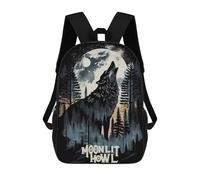 sinyumoney Moonlit Howl Wolf Mochila Escolar Impresa En 3D Para Niños Y Niñas, Mochila Para Portátil Para Niños/estudiantes/adultos 17inch