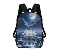 sinyumoney Moonlit Lotus Pond-1 Mochilas Escolares Para Niños Y Niñas, Mochilas Deportivas Informales Para Primaria, Mochilas De Gran Capacidad Para Libros 17inch