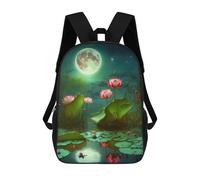 sinyumoney Moonlit Lotus Pond-2 Mochila Escolar De Moda Para Estudiantes, Adecuada Para Niños Y Niñas, Mochila Informal Para Viajes Al Aire Libre, Esencial Para El Día A Día 17inch