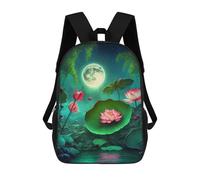 sinyumoney Moonlit Lotus Pond-3 Mochilas Para Niños, Mochilas Escolares Personalizadas En 3D Para Niños Y Niñas, Mochilas Escolares Grandes, Mochilas Informales Para El Día A Día 17inch