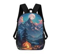 sinyumoney Moonlit Mountain Camping Scene-1 Mochila Escolar, Bolso Resistente Para Portátil, Ideal Para Acampar, Aventuras Al Aire Libre Y Viajes Diarios 17inch