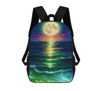 sinyumoney Moonlit Ocean Waves Mochila Escolar Infantil Impresa En 3D 17inch Mochilas Escolares Para Niños, Estilo Casual Y Moderno, Mochilas De Viaje De Alta Capacidad