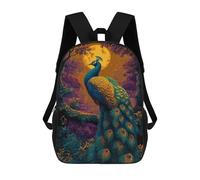 sinyumoney Moonlit Peacock Forest Mochila Escolar De 17 Pulgadas Para Adolescentes, Con Estampado 3D, Ajustable Y Con Bolsillos, Ideal Para Niños, Niñas Y Estudiantes.