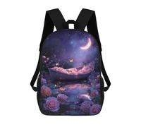 sinyumoney Moonlit Rose Boat Scene Mochilas Impresas En 3D Para Niños 17inch Mochilas De Moda Informales Para El Día A Día, Bolsas De Viaje, Mochilas Informales Para Exteriores Para Niños Y Niñas