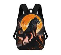 sinyumoney Moonlit Wolf Roar Mochila Escolar Impresa En 3D Mochilas Informales Para Niños Mochila Escolar Impresa En 3D Para Niños De Primaria Y Secundaria 17inch