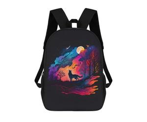 sinyumoney Moonlit Wolf Silhouette Mochila Infantil De Moda Divertida Mochila Escolar Para Niños Y Adolescentes Con Impresión 3D Para Niños 17inch