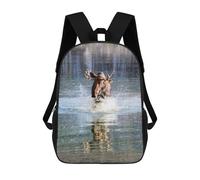 sinyumoney Moose Crossing A River Mochila Escolar Mochilas Escolares Para Niñas Y Niños Mochila Con Bolsillo Mochila Escolar De Moda Mochila Infantil 17inch