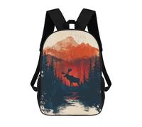 sinyumoney Moose in Mountain Landscape Mochila Escolar Impresa En 3D Mochilas Informales Para Niños Mochila Escolar Impresa En 3D Para Niños De Primaria Y Secundaria 17inch
