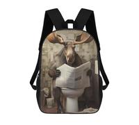 sinyumoney Moose on Toilets Mochilas Para Niños Mochila Escolar Mochila Escolar Impresa En 3D Para Niños Estudiantes De Primaria Y Secundaria 17inch