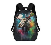 sinyumoney Moose Painting Mochilas Infantiles Impresas En 3D De 17 Pulgadas. Mochila Escolar Informal Impresa En 3D Para Niños De Primaria Y Secundaria.