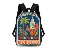 sinyumoney Morocco Travel Poster Mochila Escolar De 17 Pulgadas Para Adolescentes, Con Estampado 3D, Ajustable Y Con Bolsillos, Ideal Para Niños, Niñas Y Estudiantes.