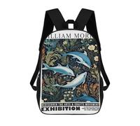 sinyumoney Morris Dolphins Botanical Exhibition Mochilas Infantiles Mochila Escolar Impresa En 3D Para Niños Mochilas De Viaje Bolsas Para Libros Para Niños 17inch Mochila Escolar