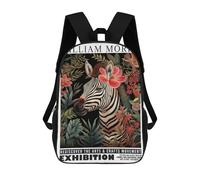sinyumoney Morris Floral Zebra Exhibition Mochilas Infantiles Impresas En 3D De 17 Pulgadas. Mochila Escolar Informal Impresa En 3D Para Niños De Primaria Y Secundaria.
