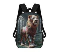 sinyumoney Mosaic Lion Statue in Garden Setting Mochilas Impresas En 3D Para Niños, Mochila Escolar, Mochila De Moda Para Niños De Primaria Y Secundaria 17inch