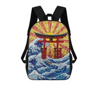 sinyumoney Mosaic Torii Gate And Ocean Waves Mochila Infantil, Mochila Escolar Impresa En 3D, Mochila Para Niños Y Niñas, Mochila Escolar Ajustable Para La Escuela Primaria 17inch