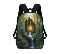 sinyumoney Mossy Hand Waterfall in Forest Mochila, Mochila Escolar Impresa En 3D, Bolsa Para El Almuerzo Escolar, Mochila De Viaje, Mochila Para Amigos, Mochila Escolar Para Niñas Y Niños 17inch