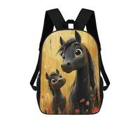 sinyumoney Mother And Foal Horse Mochilas Para Niños Mochila Escolar Mochila Escolar Impresa En 3D Para Niños Estudiantes De Primaria Y Secundaria 17inch