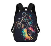 sinyumoney Motocross Rider in Action Mochila Escolar Secundaria Informal Para Viajes - Perfecta Para Viajes, Trabajo Y Uso Diario 17inch