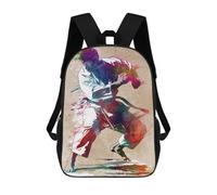 Sinyumoney Motor Racing Sport Art Mochilas para niños, mochila escolar, mochila impresa en 3D para niños, mochila de viaje, bolsa de libros para niños, Karate Watercolor Art, 17"