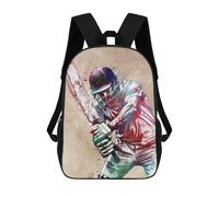 Sinyumoney Motor Racing Sport Art Mochilas para niños, mochila escolar, mochila impresa en 3D para niños, mochila de viaje, bolsa de libros para niños, Cricket Player Watercolor Art, 17"
