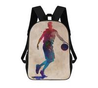 Sinyumoney Motor Racing Sport Art Mochilas para niños, mochila escolar, mochila impresa en 3D para niños, mochila de viaje, bolsa de libros para niños, Basketball Player Watercolor, 17"