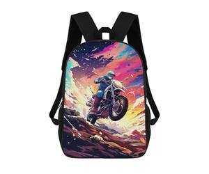 sinyumoney Motorcycle Adventure in The Clouds Mochila Escolar De Moda, Mochila Para Material Escolar, Mochila Impermeable Informal Para Acampar, Aventuras Al Aire Libre Y Viajes Diarios 17inch