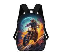 sinyumoney Motorcycle in Space Mochila Escolar Infantil Con Impresión 3D, Mochila Escolar Informal Para Niños De Primaria Y Secundaria 17inch