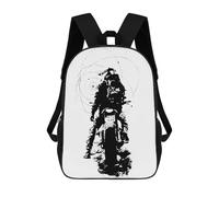 sinyumoney Motorcycle Rider Black And White Art Mochilas Para Niños Mochila Escolar Mochila Escolar Impresa En 3D Para Niños Estudiantes De Primaria Y Secundaria 17inch