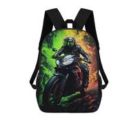sinyumoney Motorcycle Rider in Flames Mochilas De 17 Pulgadas Para Niños, Mochilas Escolares Impresas En 3D Para Estudiantes De Primaria Y Secundaria, Para Niños Y Niñas.