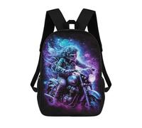 sinyumoney Motorcycle Rider in Neon Lights Mochila Escolar Infantil De 17 Pulgadas Con Estampado 3D De Películas De Anime Para Niños, Mochila De Viaje, Mochila Escolar Infantil