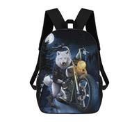 sinyumoney Motorcycle Wolf Moon Night Mochilas Infantiles Mochila Escolar Mochila Impresa En 3D Para Niños Mochilas De Viaje Bolsas Para Libros Mochila Escolar Para Niños 17inch