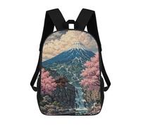 sinyumoney Mount Fuji with Cherry Blossoms Sakura Japanese Traditional Art Mochila Escolar Para Niños Con Impresión 3D, Mochila Moderna Para Niños Y Niñas, Mochila Informal Para Estudiantes. 17inch