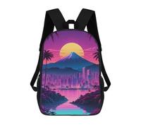 sinyumoney Mountain And City Retro Mochila Escolar Impresa En 3D Para Niños Y Niñas, Mochila Para Portátil Para Niños/estudiantes/adultos 17inch