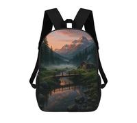 sinyumoney Mountain Cabin at Sunset Mochila Escolar Infantil Impresa En 3D Para Niños, Mochila De Viaje De Alta Capacidad, Mochilas Para Libros De 17 Pulgadas Para Niños