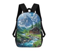 sinyumoney Mountain Cabin Scene Mochila Escolar Infantil Impresa En 3D 17inch Mochilas De Moda Para Niños De Primaria Y Secundaria