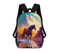 sinyumoney Mountain Horse Reflection Mochila Escolar Secundaria Informal Para Viajes, Mochilas Para El Campus, Actividades Al Aire Libre Y Deportes 17inch