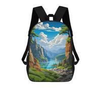 sinyumoney Mountain Lake Serenity -1 Mochila Escolar De Moda Para Estudiantes, Adecuada Para Niños Y Niñas, Mochila Informal Para Viajes Al Aire Libre, Esencial Para El Día A Día 17inch